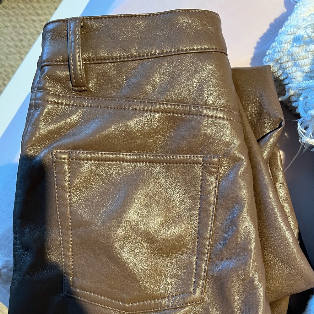 Aritzia brown Melina leather pants